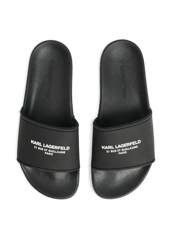KARL LAGERFELD Kc Maison Logo Slide サンダル Karl Lagerfeld logo-embossed Slides | Black | FARFETCH