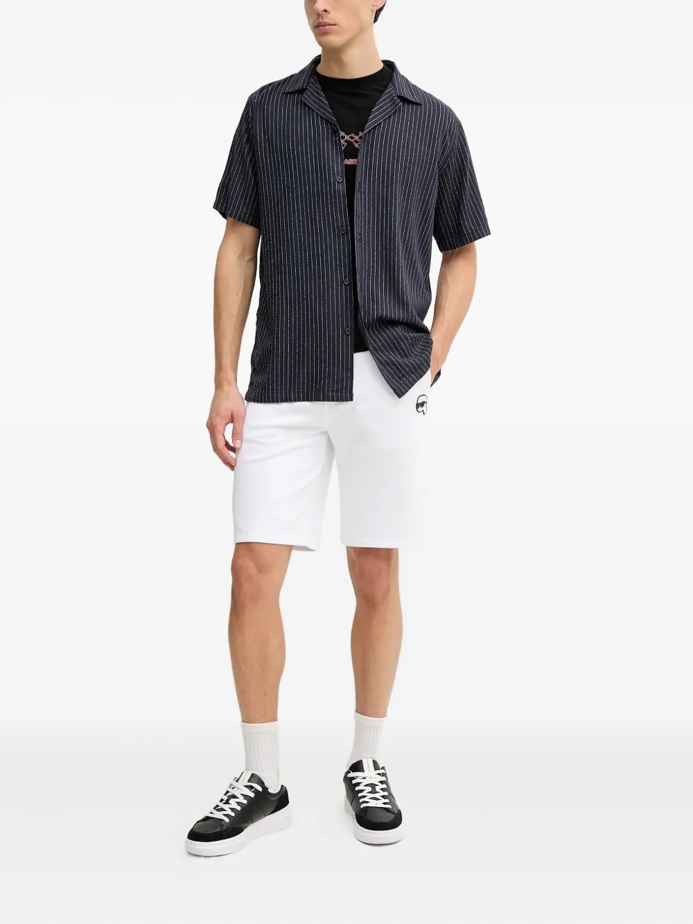 Karl Lagerfeld Shorts met trekkoord en Ikonik-patch Wit