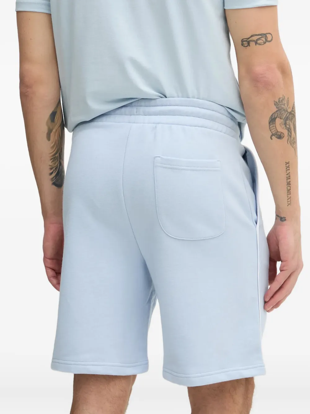 Karl Lagerfeld logo-embroidered side-striped shorts Blauw