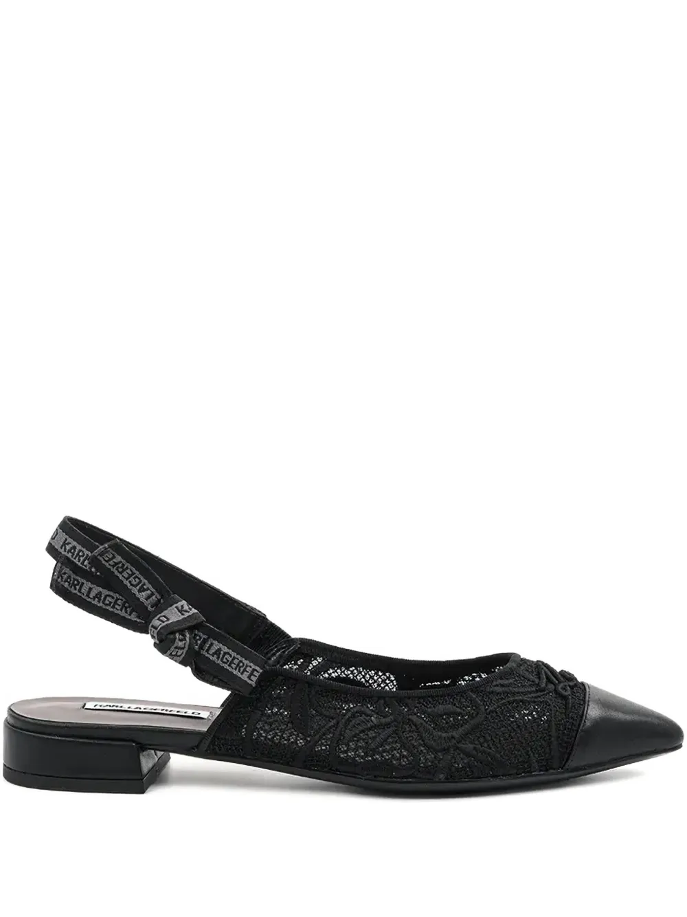 Karl Lagerfeld lace-trimmed flat pumps Zwart