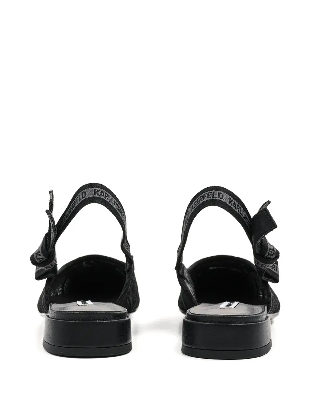 Shop Karl Lagerfeld Lace-trimmed Flat Pumps