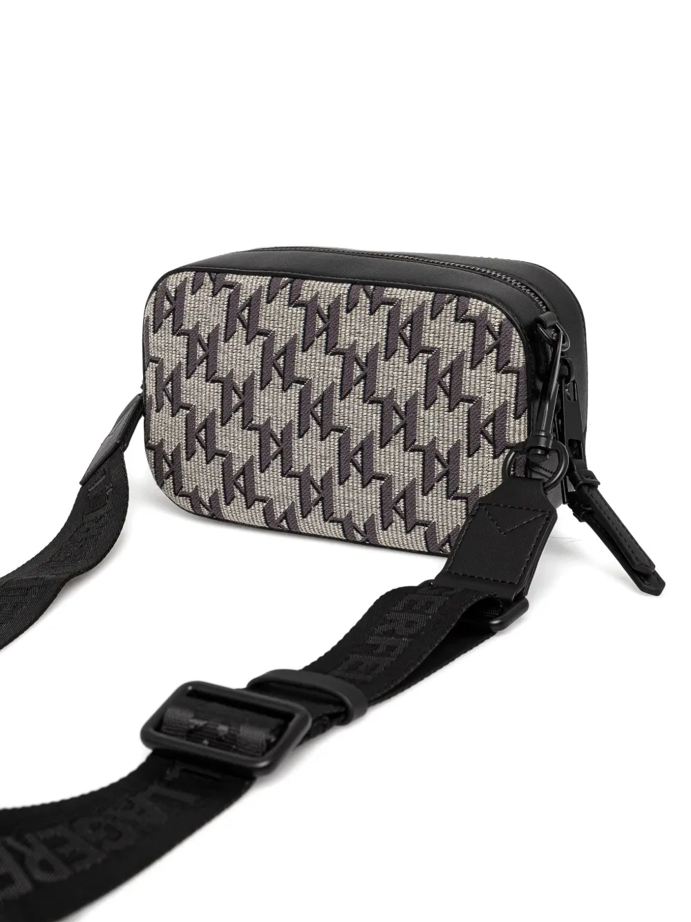 Karl Lagerfeld monogram zip-top cross body bag Zwart