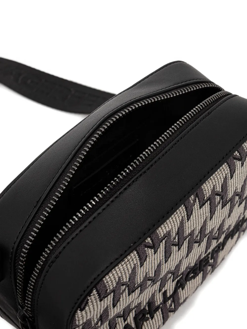 Karl Lagerfeld monogram zip-top cross body bag Zwart