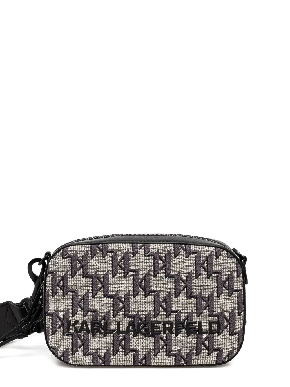 Karl Lagerfeld monogram zip-top cross body bag Zwart