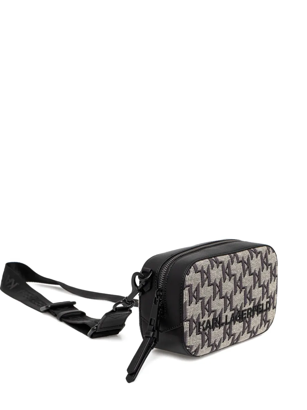 Karl Lagerfeld monogram zip-top cross body bag Zwart