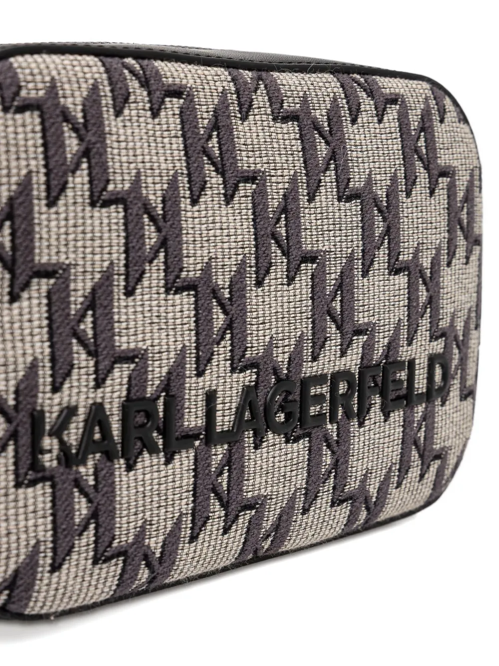 Karl Lagerfeld monogram zip-top cross body bag Zwart