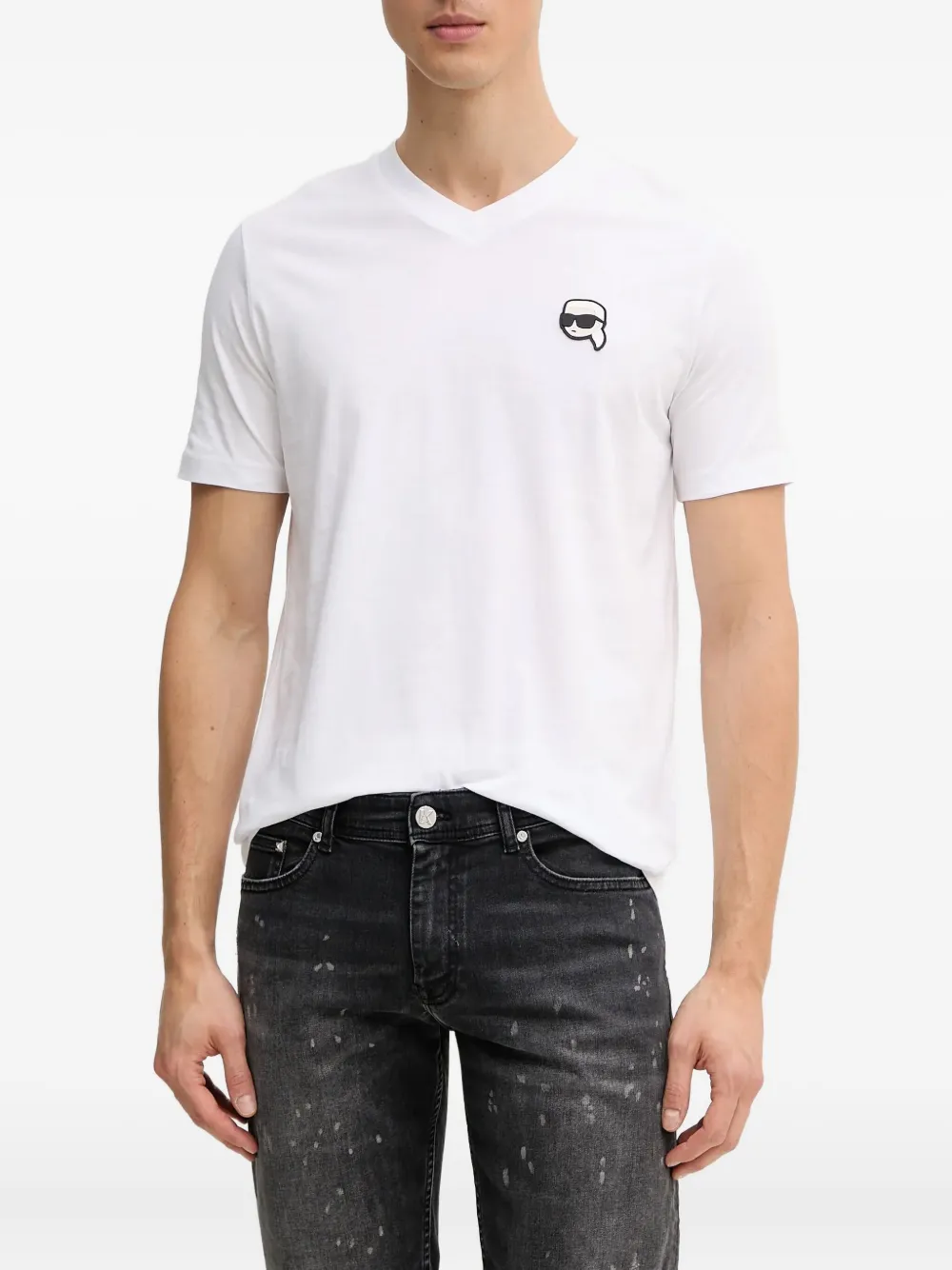 Karl Lagerfeld logo-plaque denim shorts Zwart