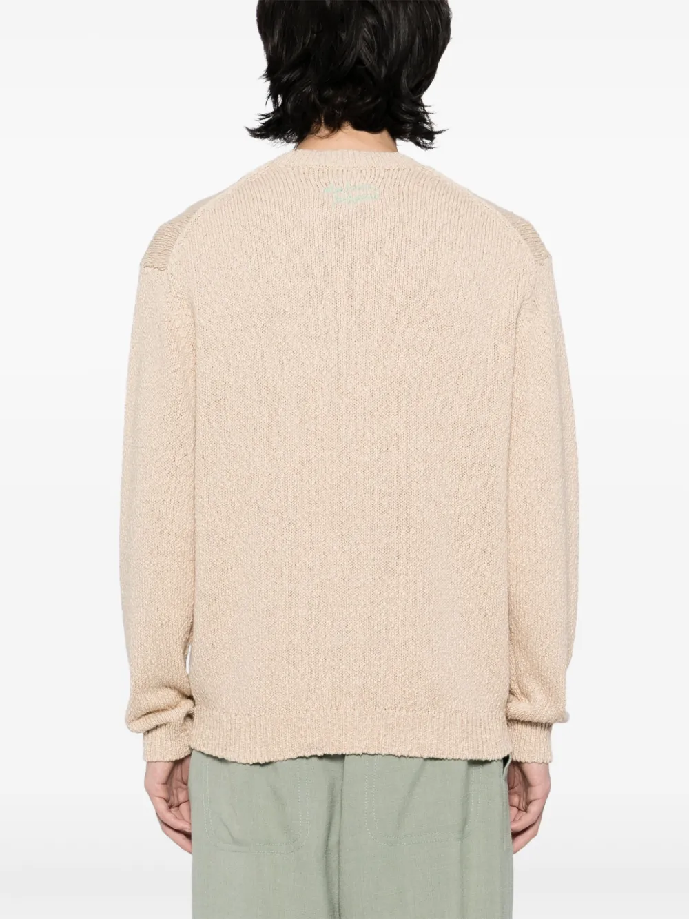 Maison Kitsuné Abstract Daisy intarsia trui Beige