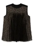 sacai leopard-print cotton top - Brown