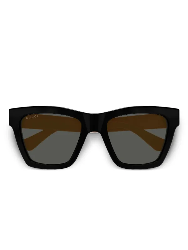Gucci Eyewear スクエアフレーム サングラス | ブラック | FARFETCH JP