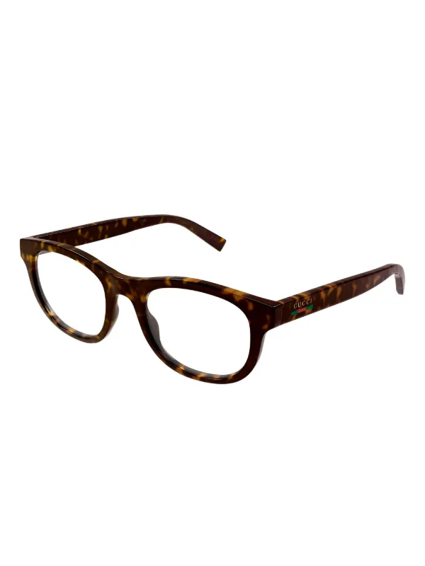 Gucci Eyewear ウェブディテール 眼鏡フレーム | ブラウン | FARFETCH JP