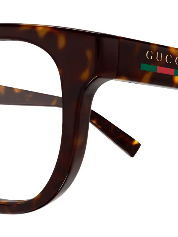 Gucci Eyewear ウェブディテール 眼鏡フレーム | ブラウン | FARFETCH JP