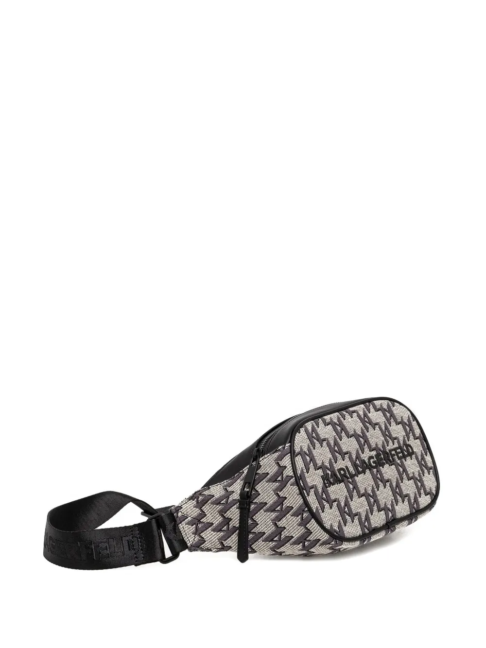 Karl Lagerfeld Monogram Zip Belt Bag In Black