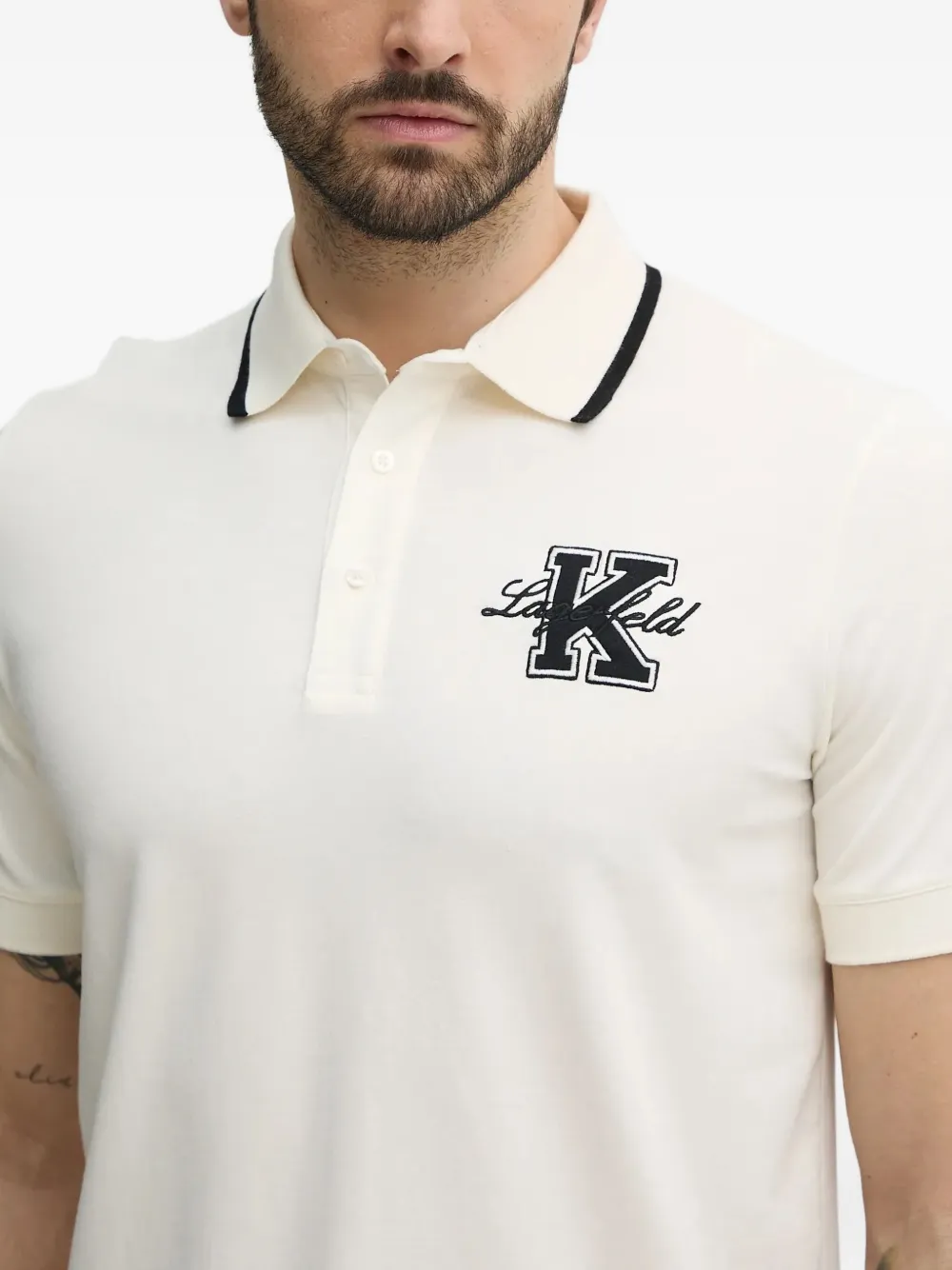 Karl Lagerfeld Poloshirt met geborduurd logo Wit