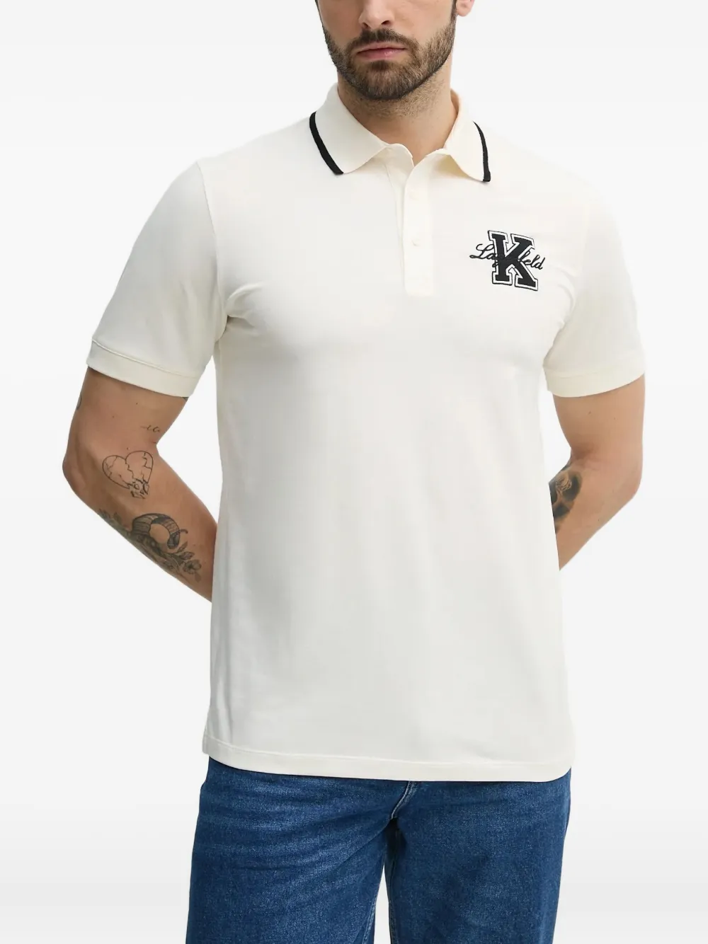 Karl Lagerfeld Poloshirt met geborduurd logo Wit