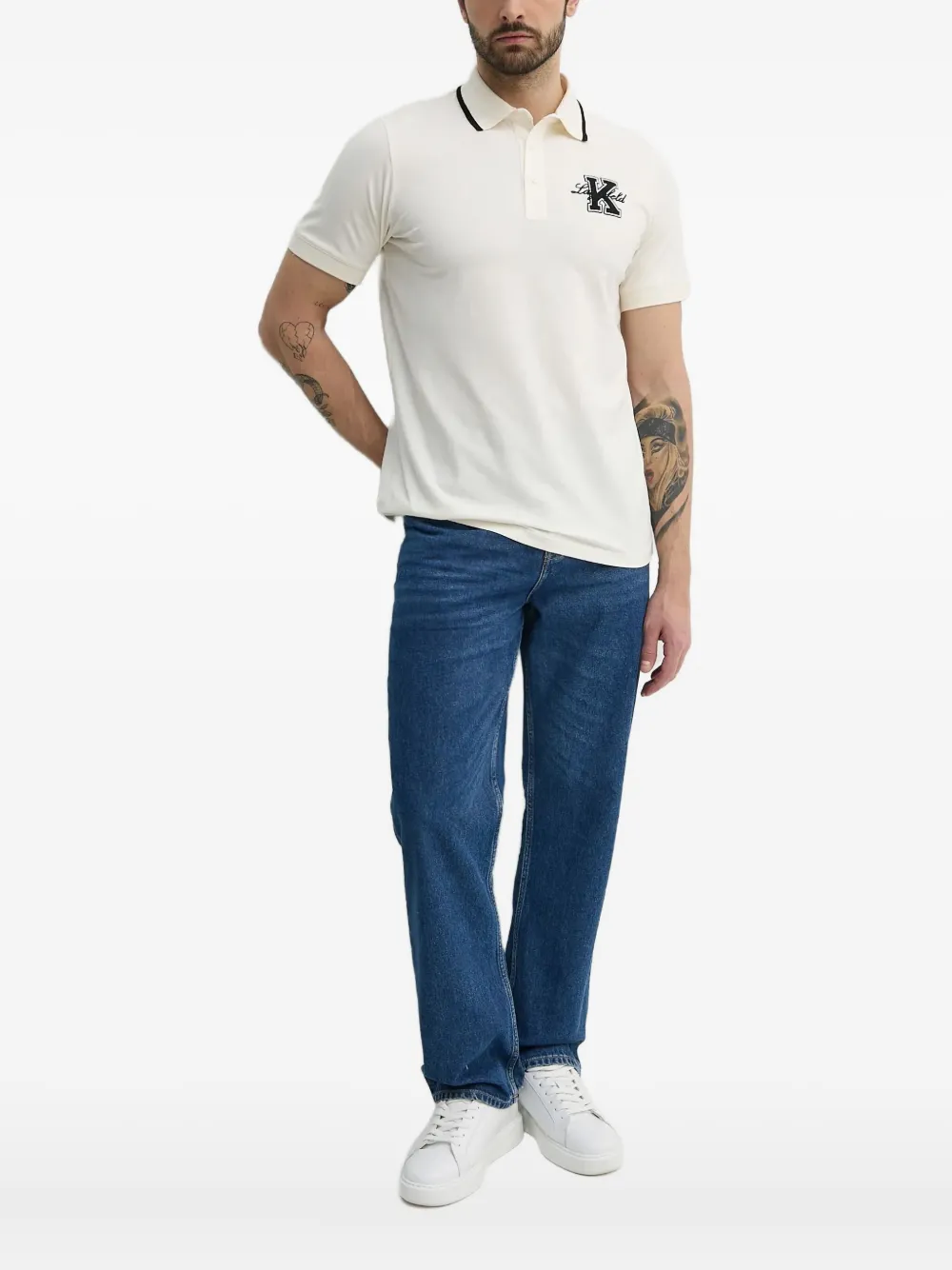Karl Lagerfeld Poloshirt met geborduurd logo Wit