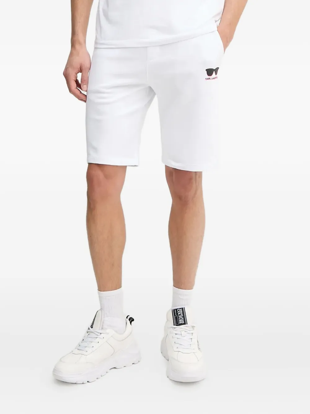 Karl Lagerfeld Shorts met zonnebrilprint Wit