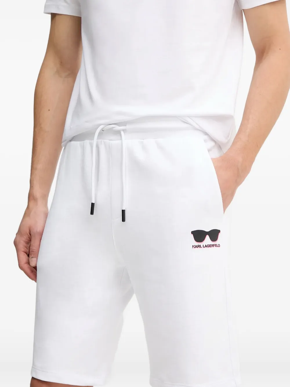 Karl Lagerfeld Shorts met zonnebrilprint Wit