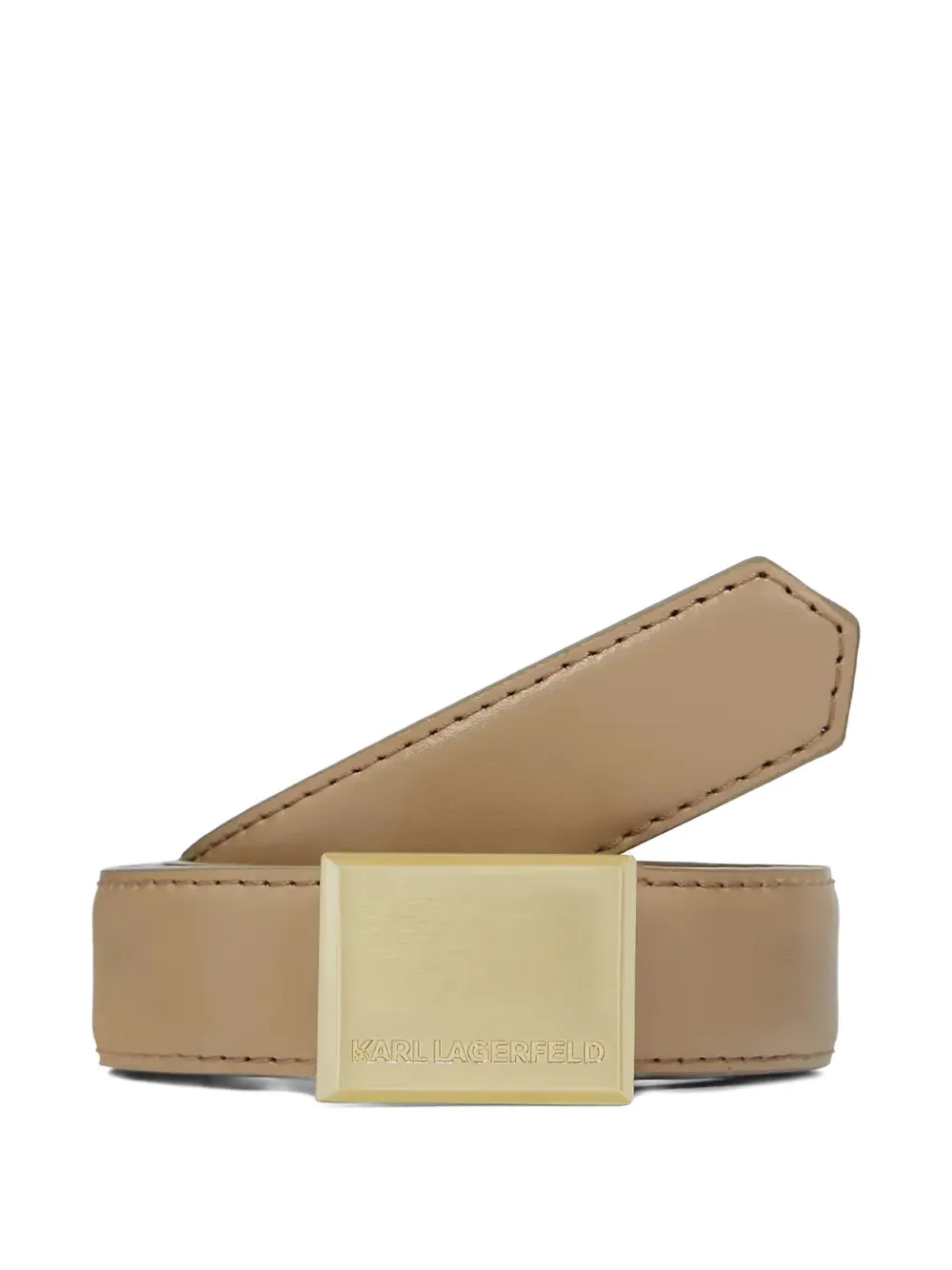 Karl Lagerfeld Rectangular-buckle Leather Belt In Brown