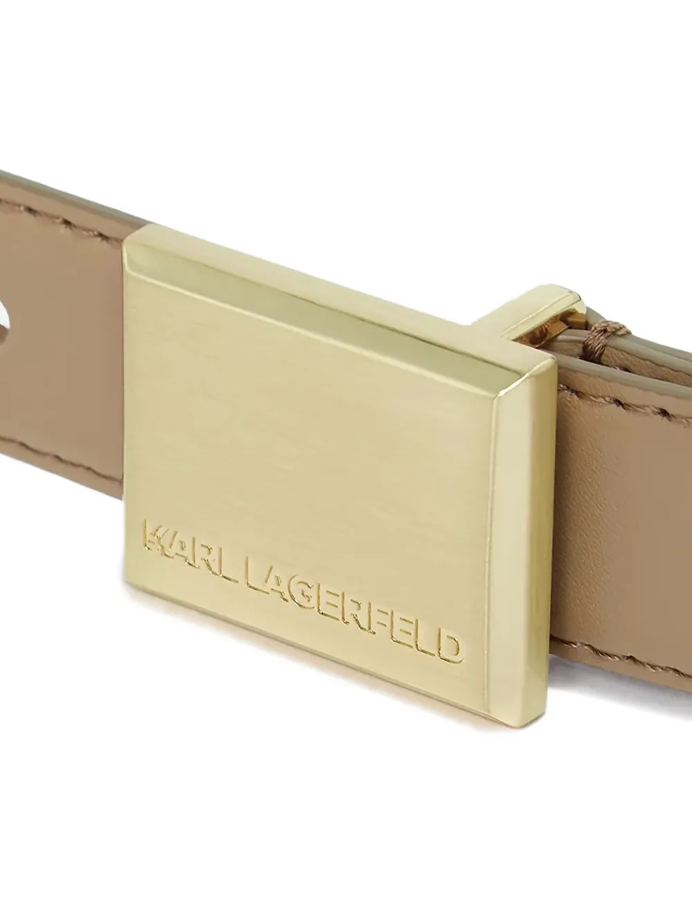 Karl Lagerfeld Rectangular-buckle Leather Belt In Brown