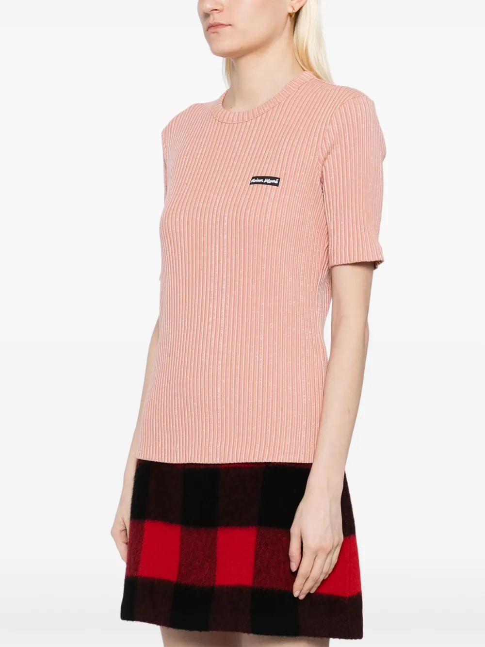 Maison Kitsuné T-shirt met labeldetail Roze
