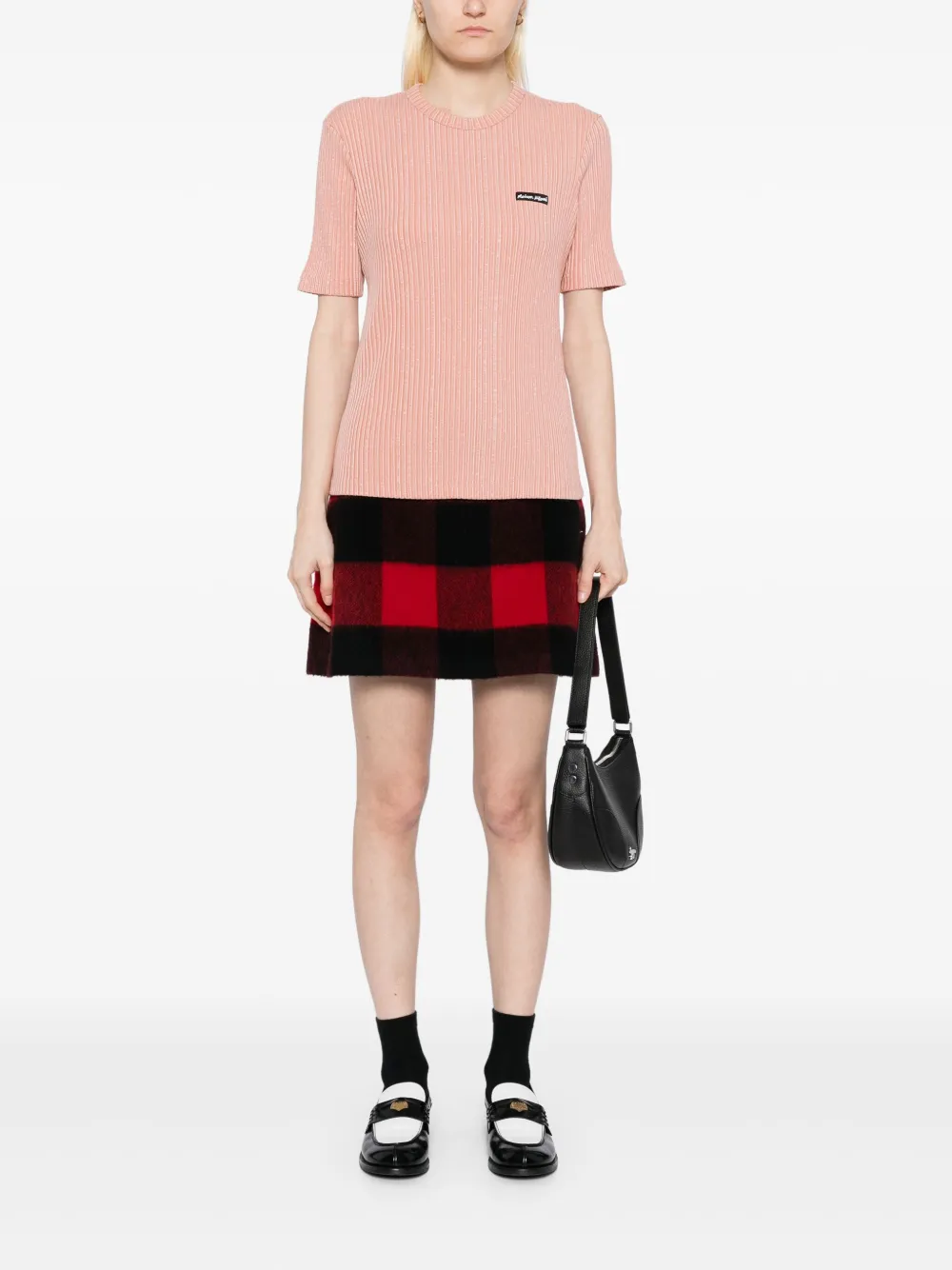 Maison Kitsuné T-shirt met labeldetail Roze