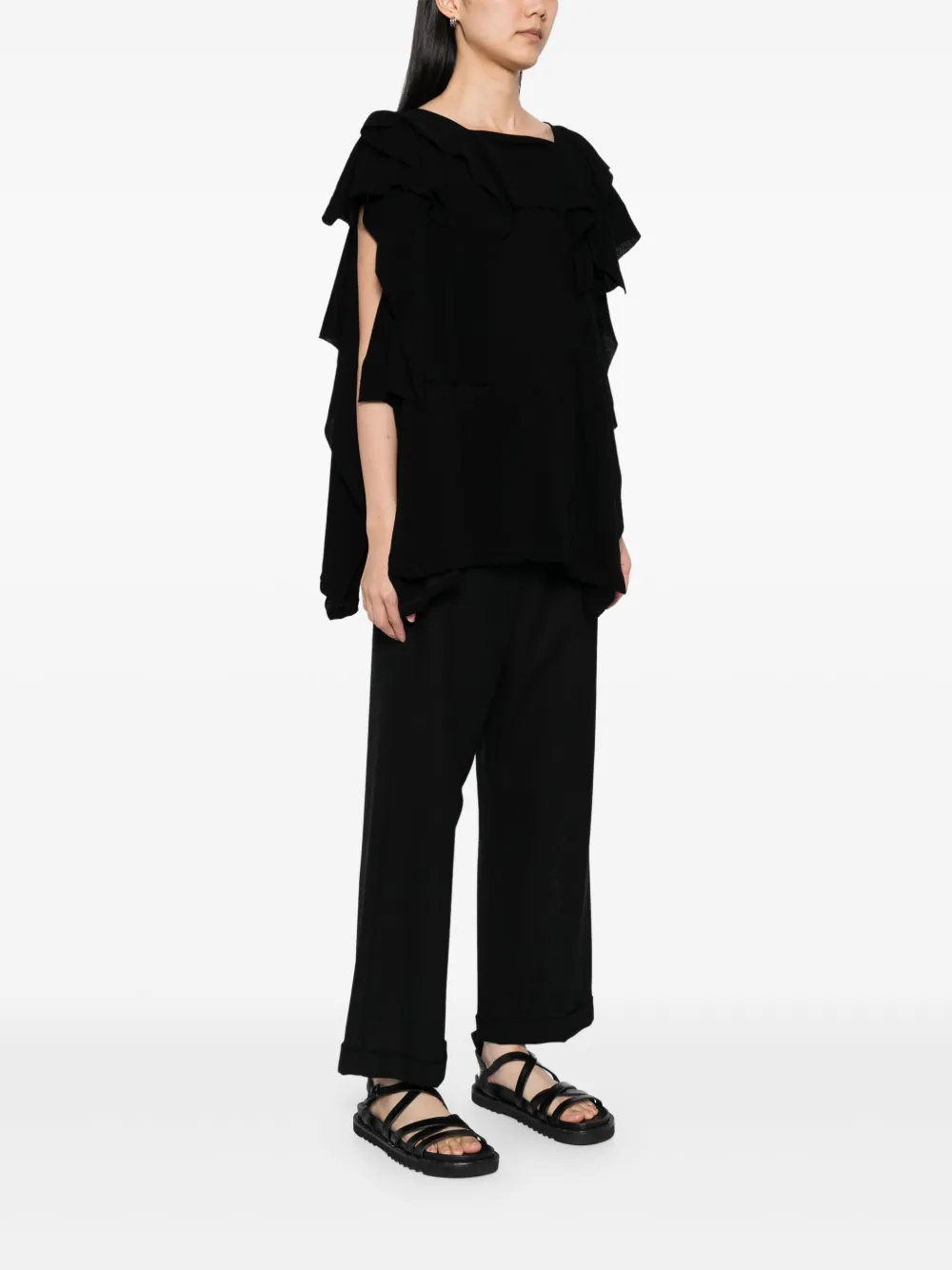 Yohji Yamamoto Gedrapeerd gedraaid gilet Zwart
