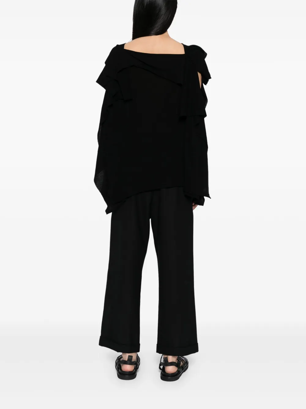 Yohji Yamamoto Gedrapeerd gedraaid gilet Zwart