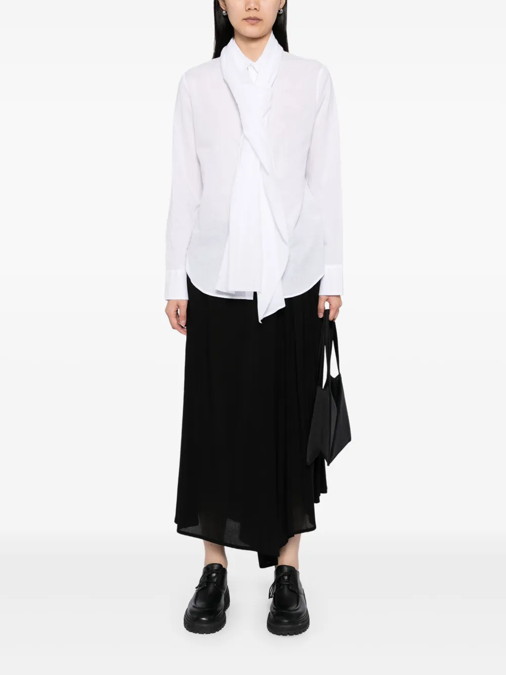 Yohji Yamamoto Blouse met sjaaldetail - Wit