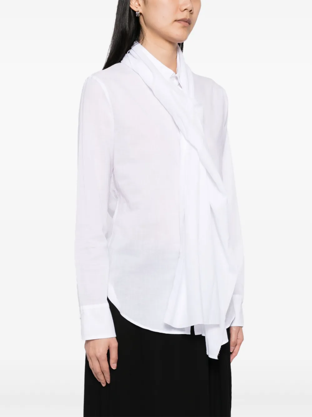 Yohji Yamamoto Blouse met sjaaldetail Wit