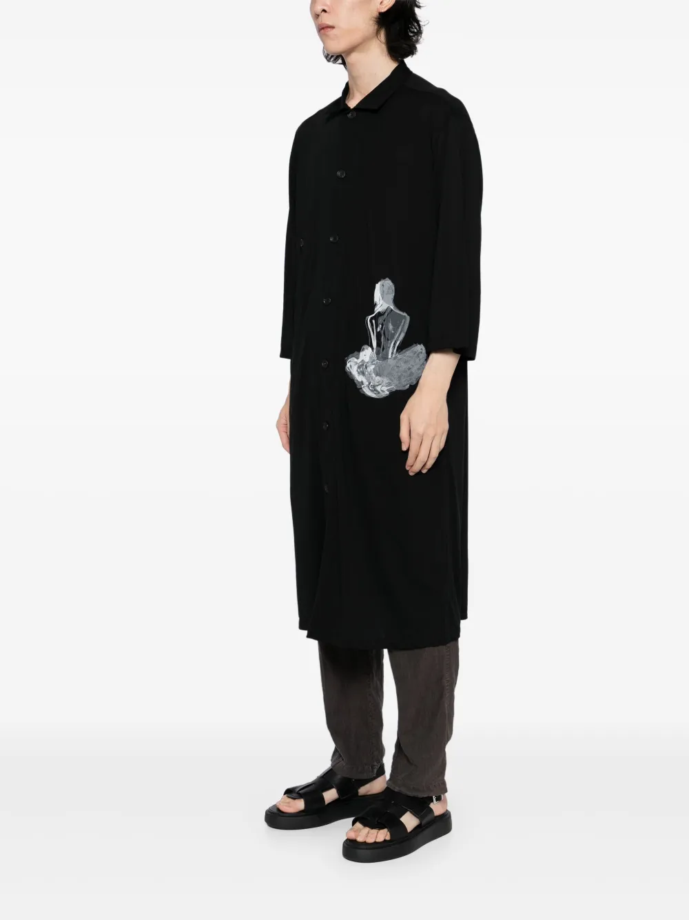 Yohji Yamamoto Jersey overhemd met print Zwart