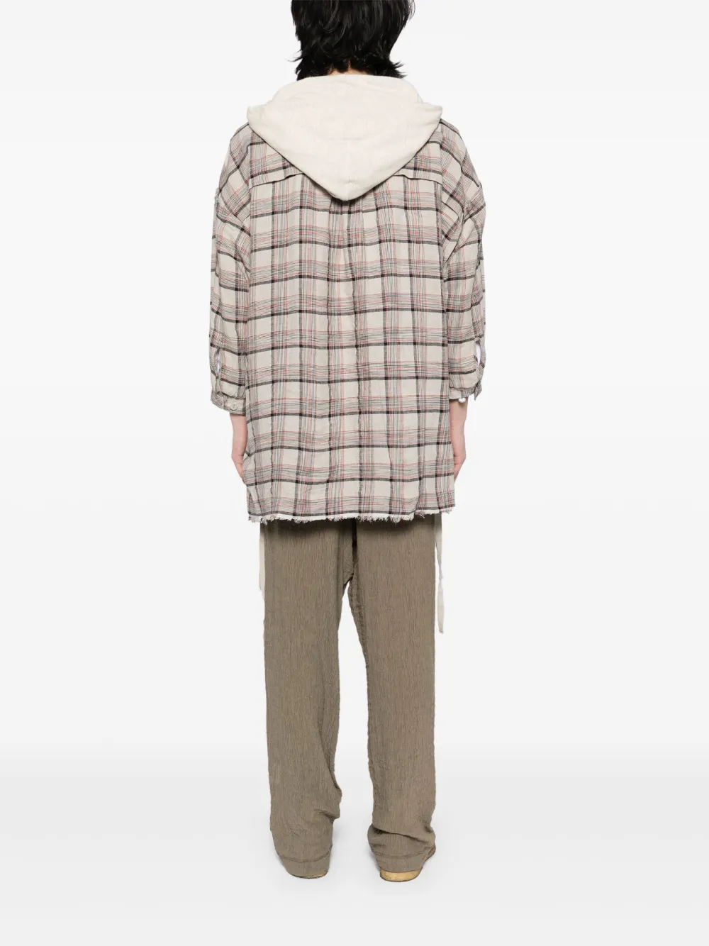 Undercover Geruite hoodie Beige