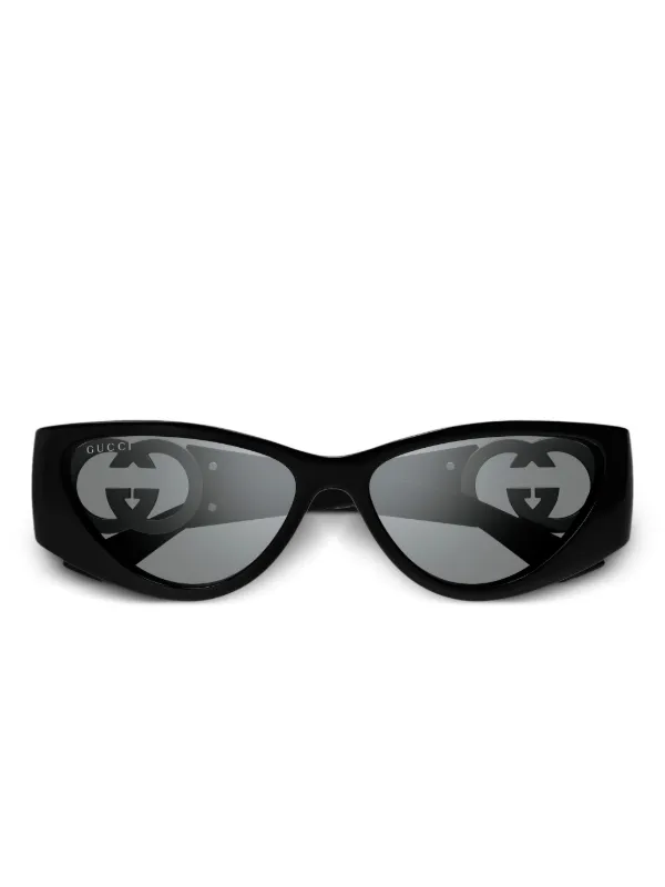 Gucci Eyewear オーバルフレーム サングラス | ブラック | FARFETCH JP