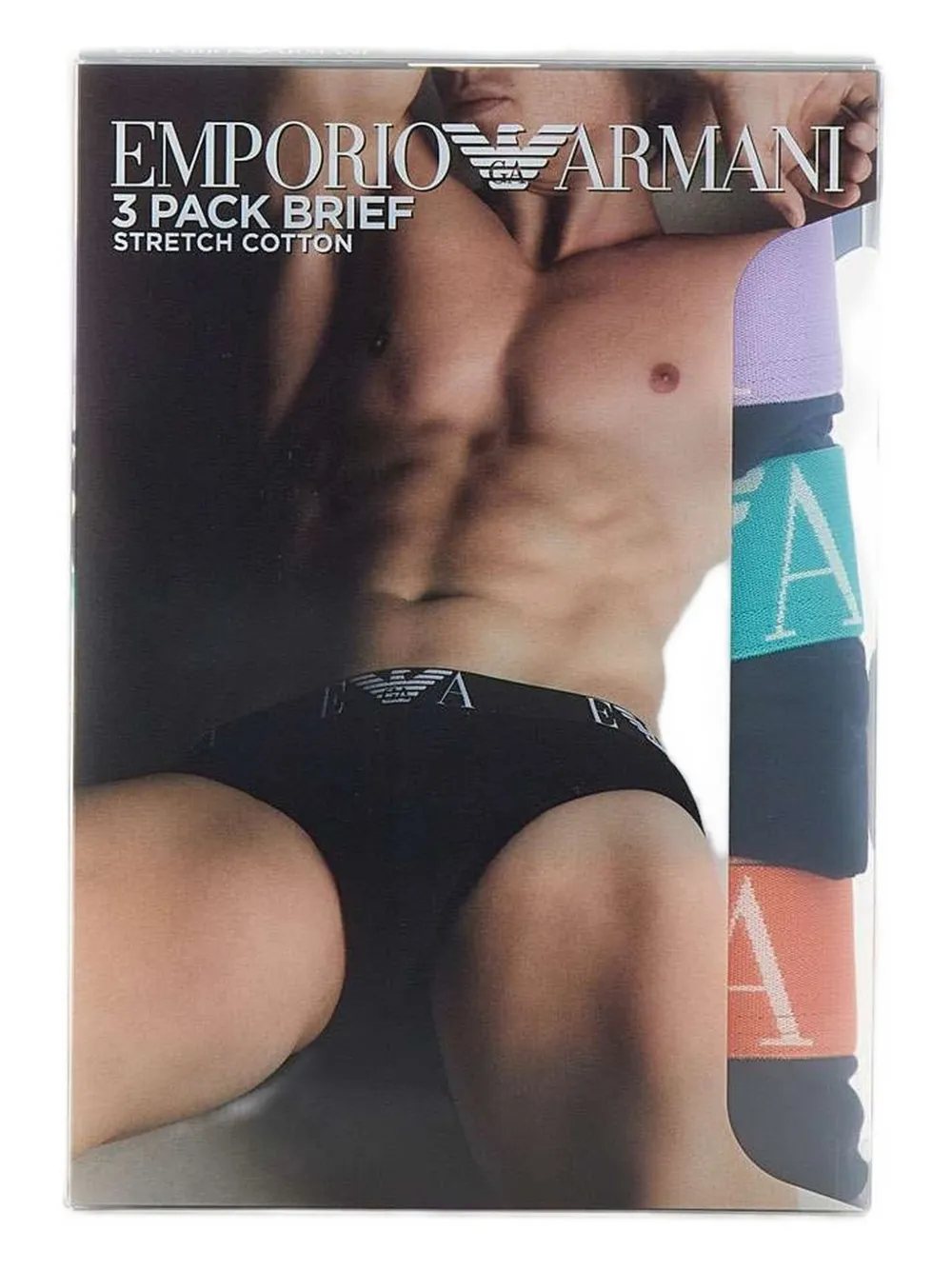 Emporio Armani Drie slips met logoband Blauw