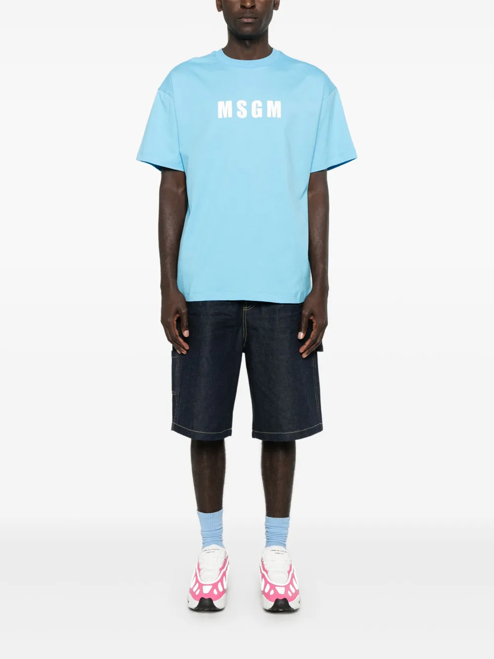 MSGM logo-print T-shirt - Blauw