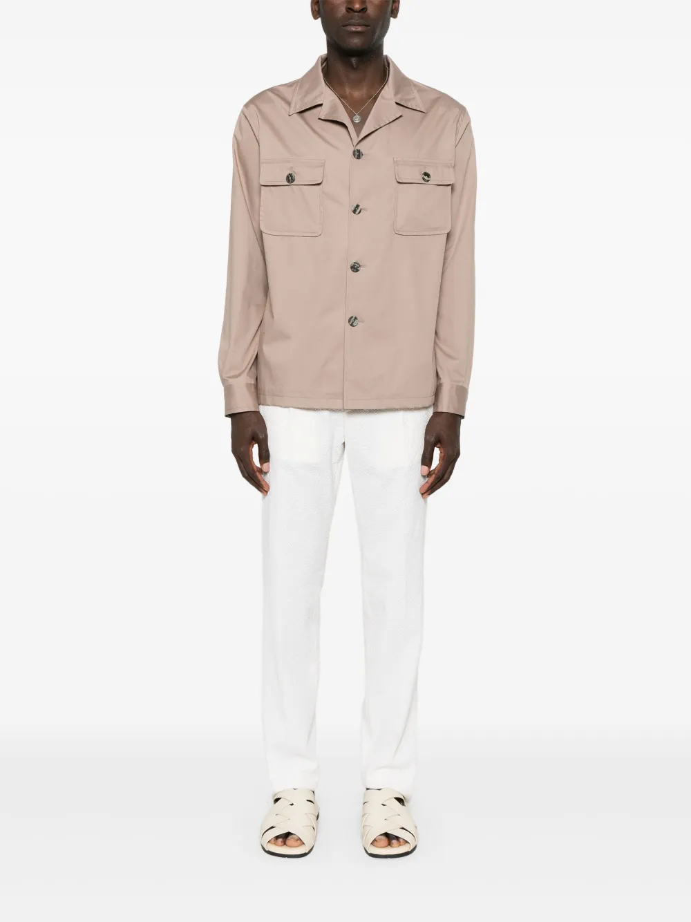 Tagliatore camp-collar shirt - Bruin