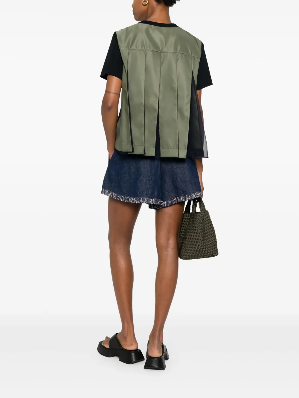 sacai T-shirt met vlakken Zwart