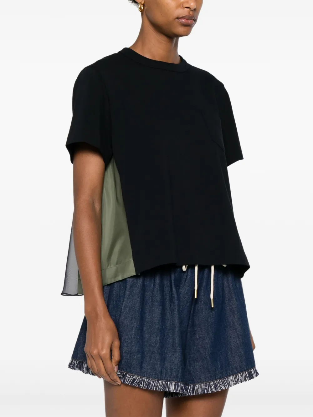 sacai T-shirt met vlakken Zwart