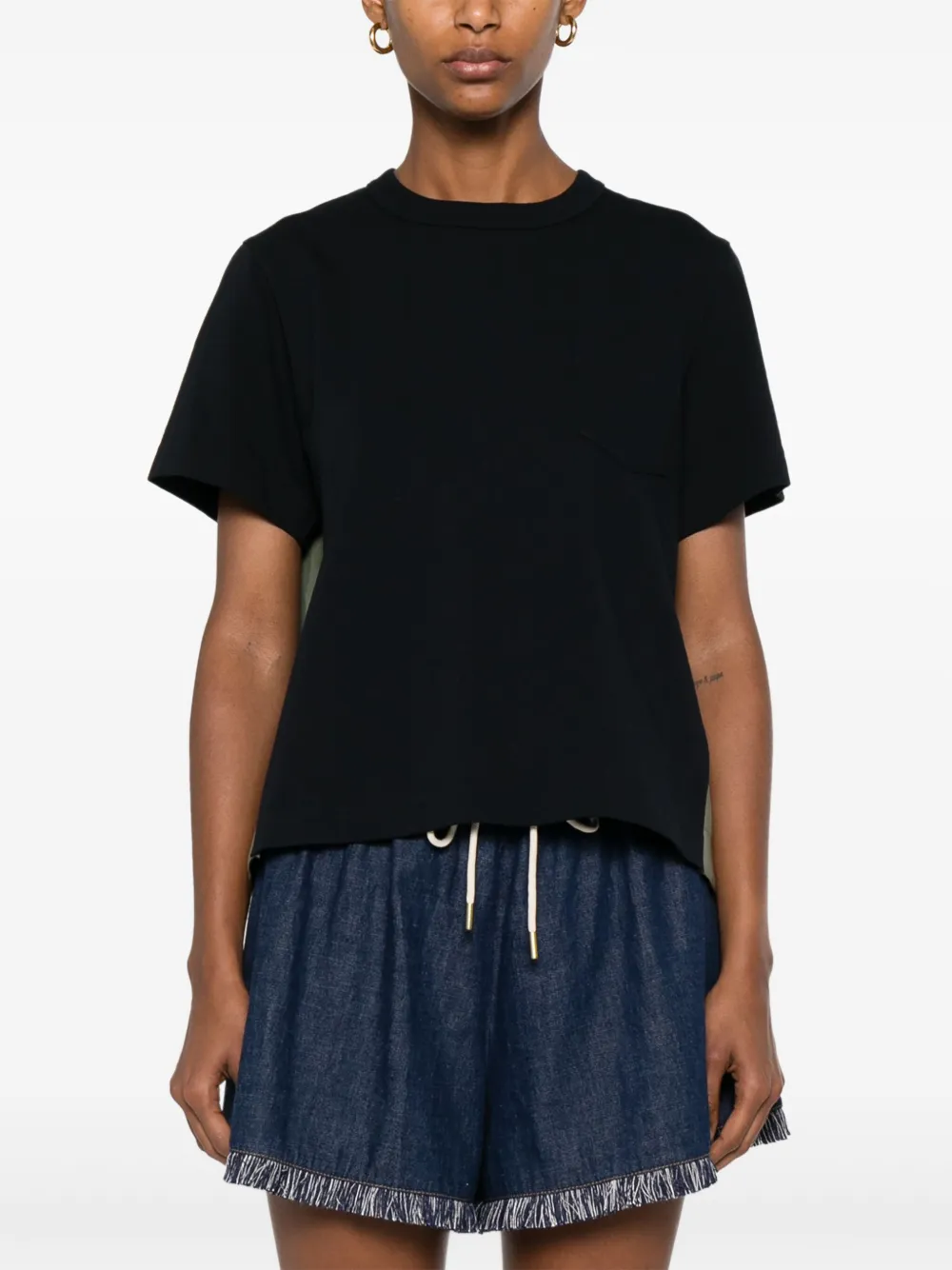 sacai T-shirt met vlakken Zwart