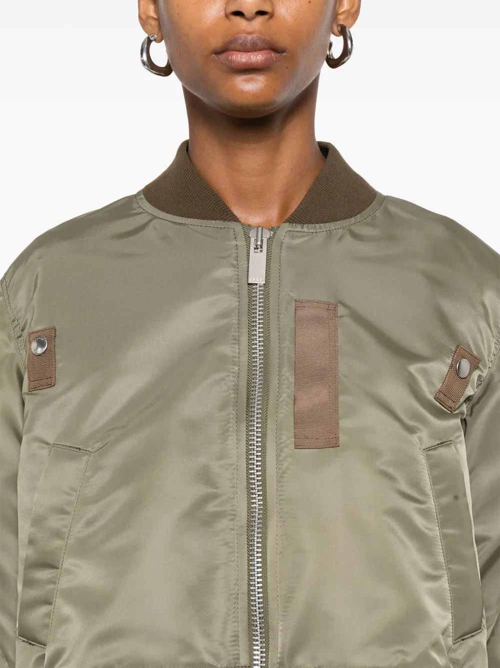 sacai Cropped bomberjack Groen