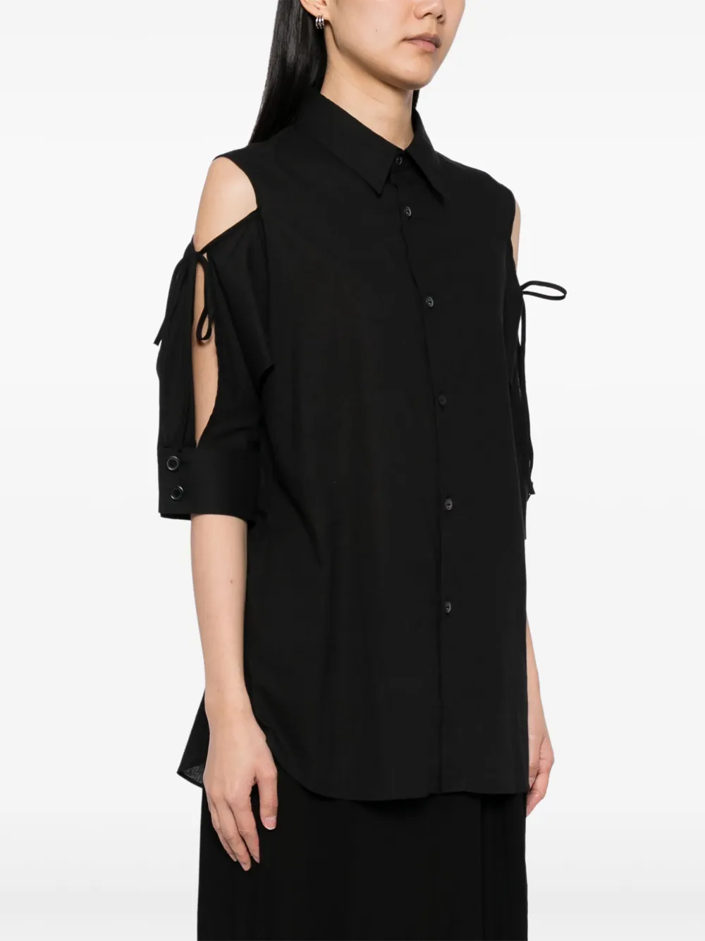 Yohji Yamamoto Blouse met asymmetrische schouder Zwart