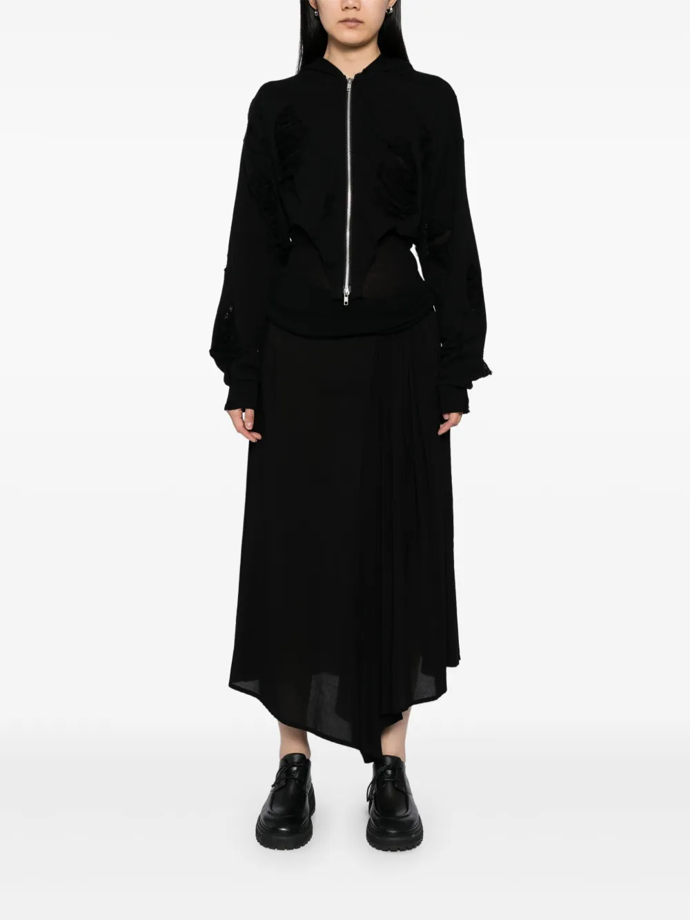Yohji Yamamoto Hoodie met rits - Zwart