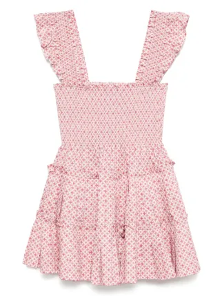 strapless open back dress Rust Dandelion Floral Stripe Maisie Dress main image 0