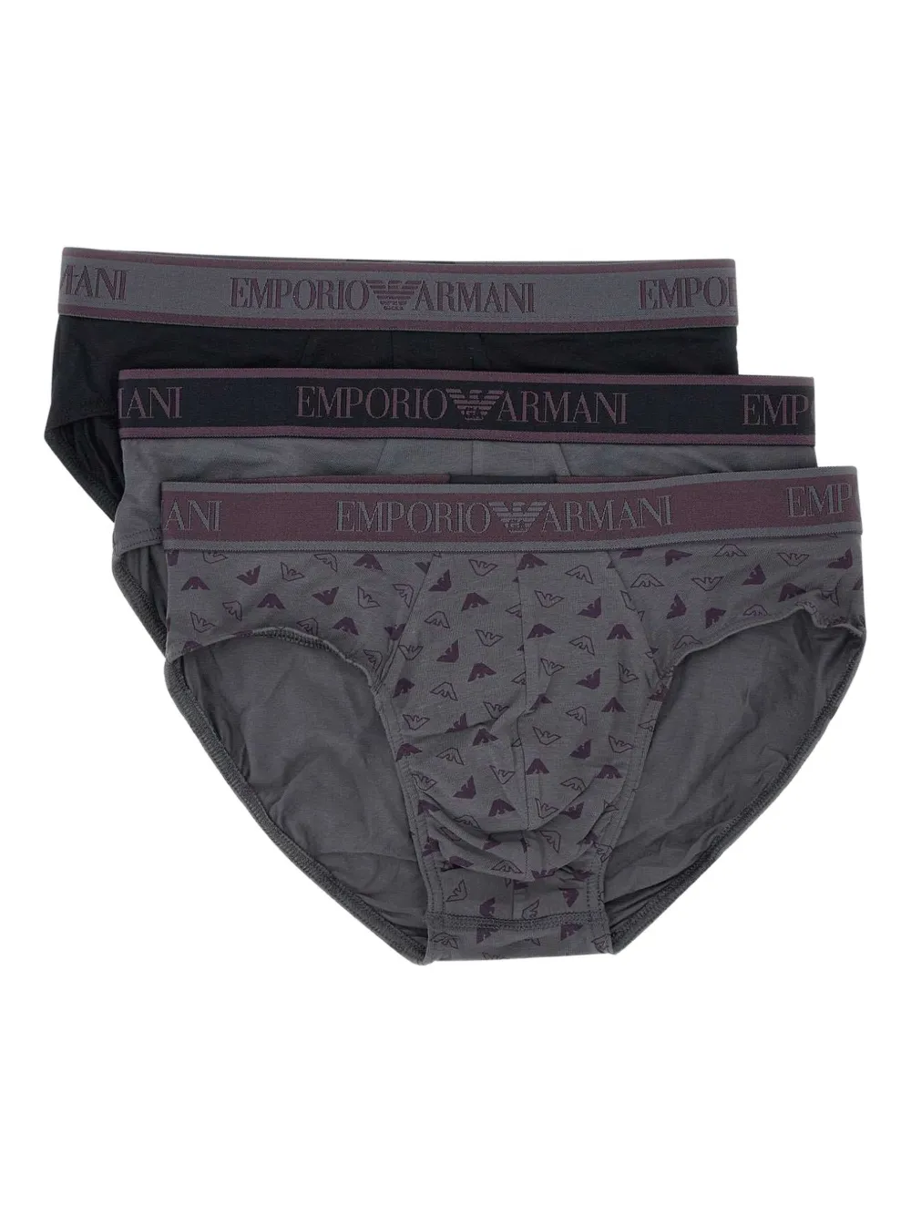 Emporio Armani Drie slips met logoband Zwart