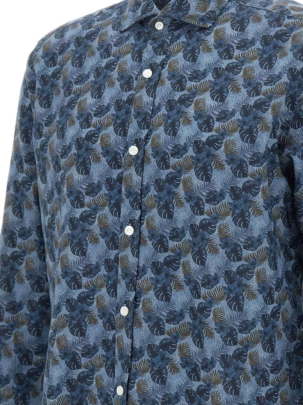Barba Overhemd met bloemenprint Blauw