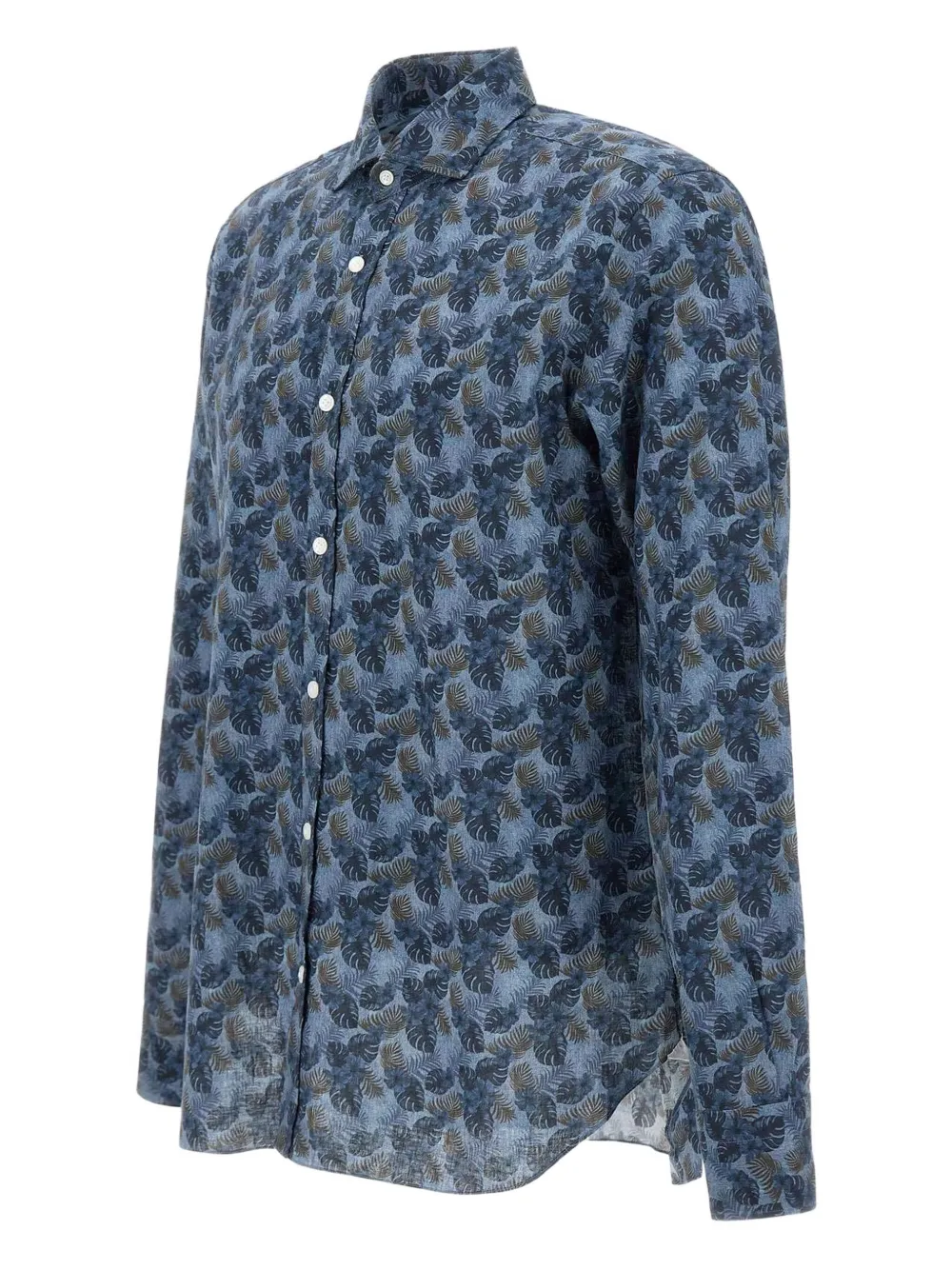 Barba Overhemd met bloemenprint Blauw