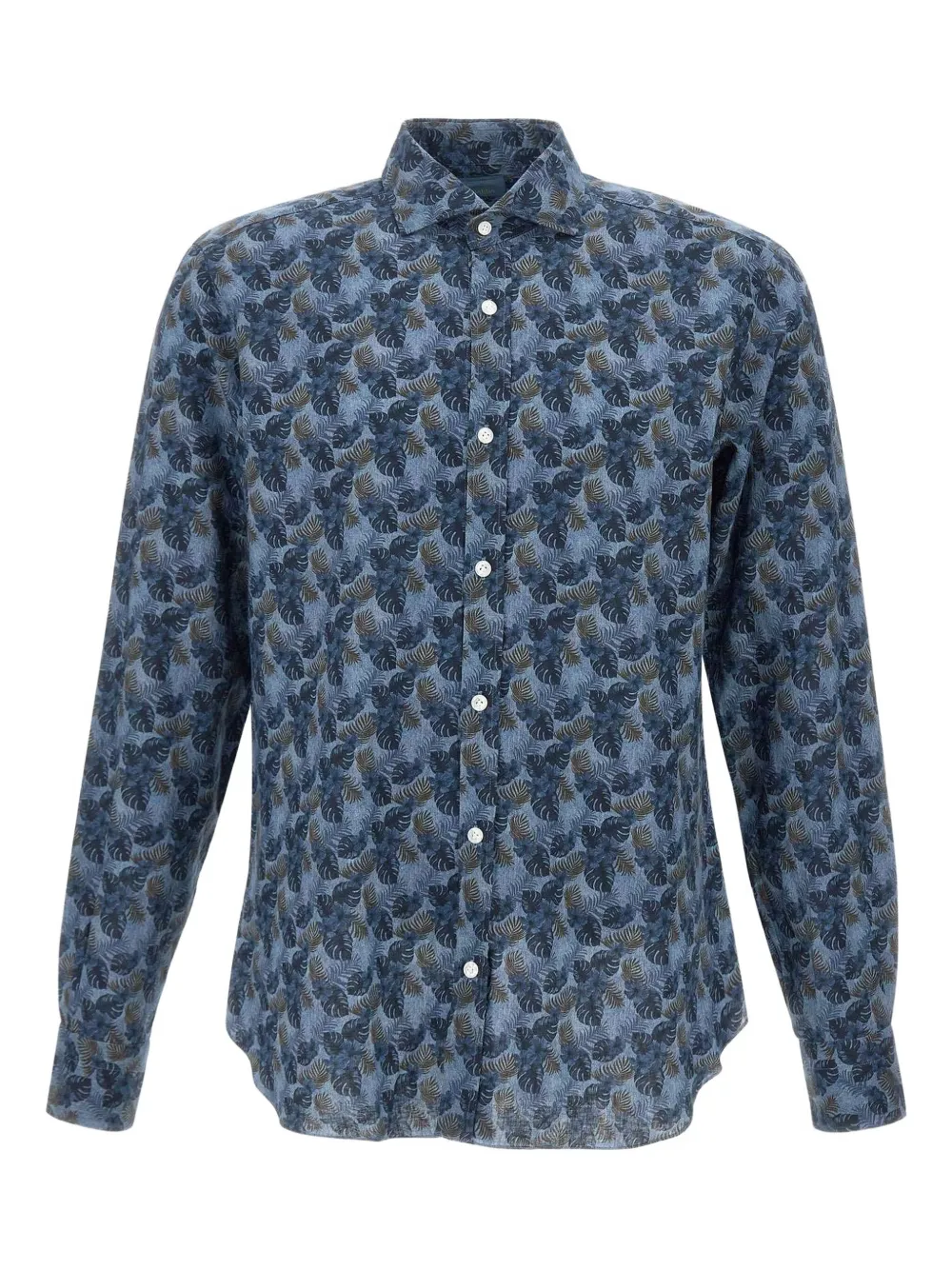 Barba Overhemd met bloemenprint Blauw