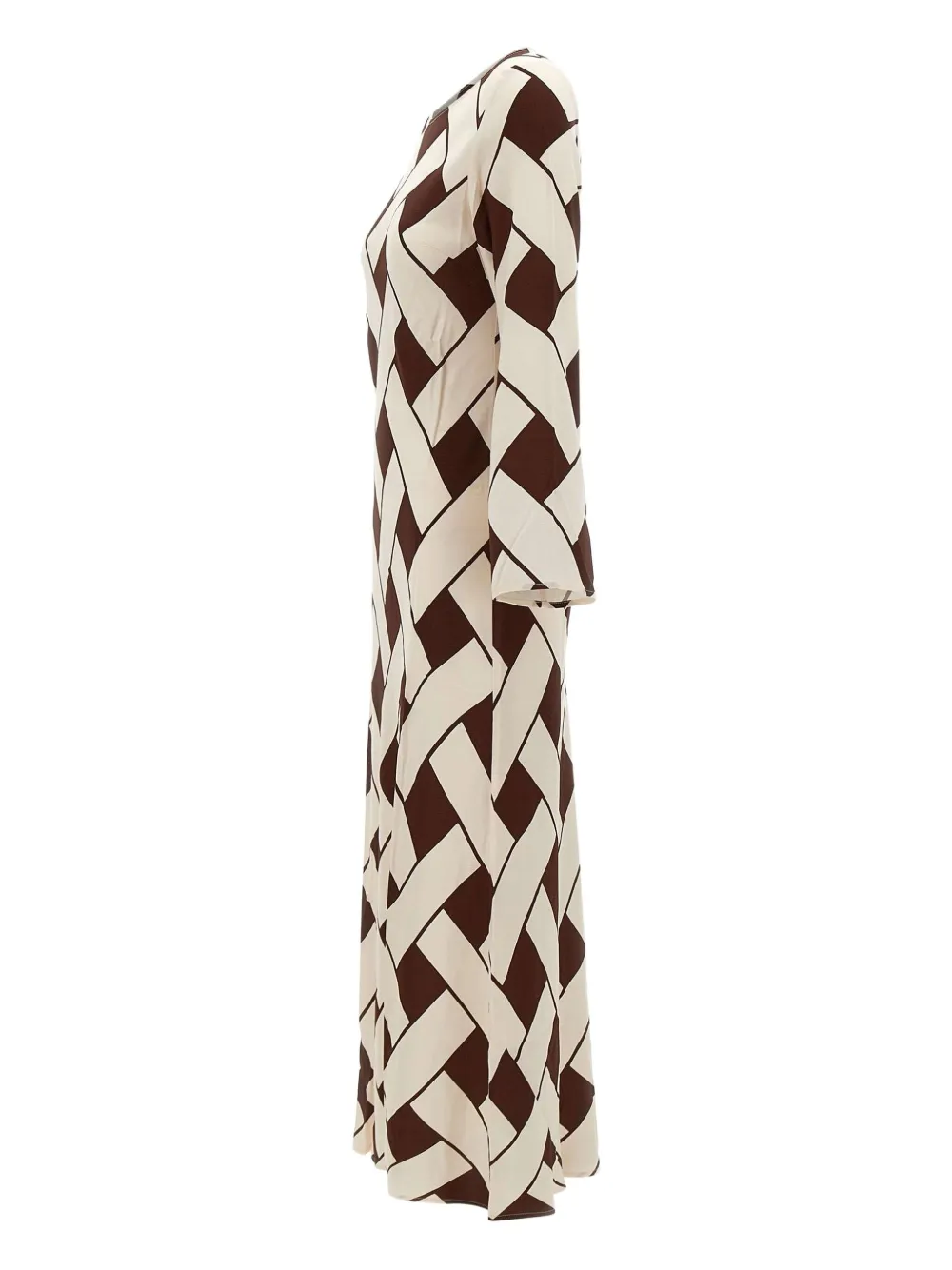 Rixo Alondra midi-jurk met gevlochten patroon Bruin
