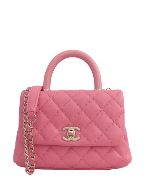 CHANEL Pre-Owned 2021 Extra Mini Caviar and Lizard Embossed Coco Top Handle Bag satchel