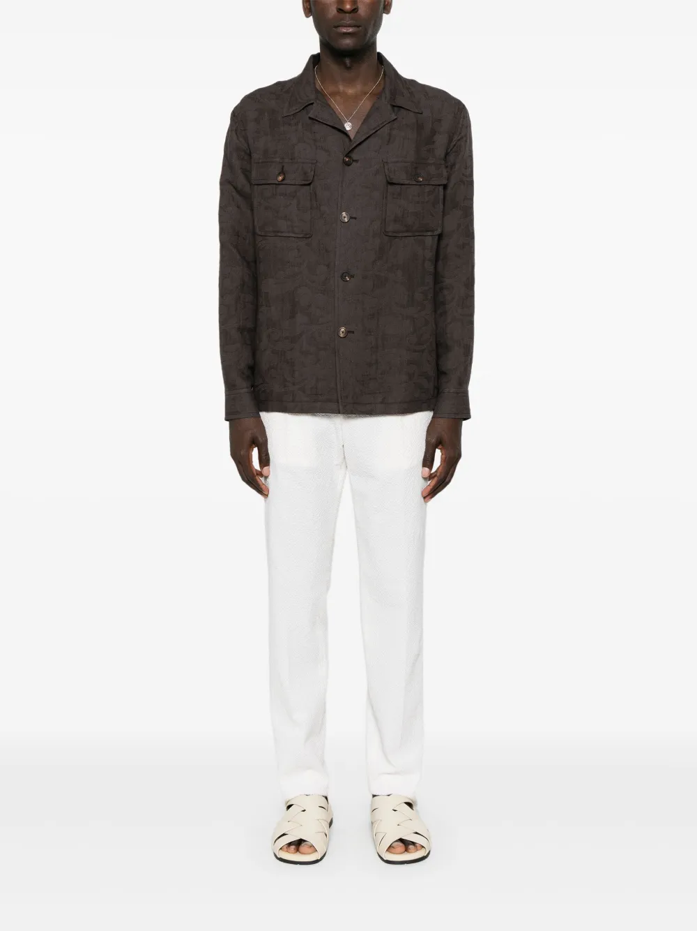 Tagliatore camp-collar shirt - Bruin